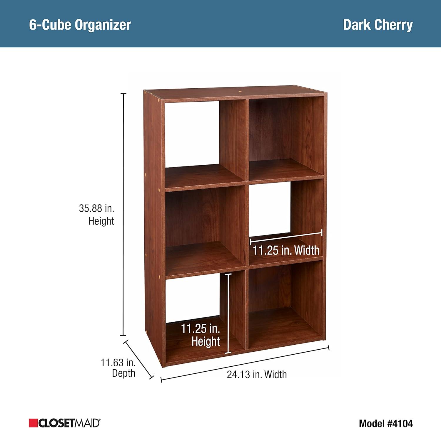 imageClosetmaid Decorative Home Stackable 6 Cube Cubeicals Organizer Storage Bookcase with Hardware for Office Home and Closet WhiteDark Cherry