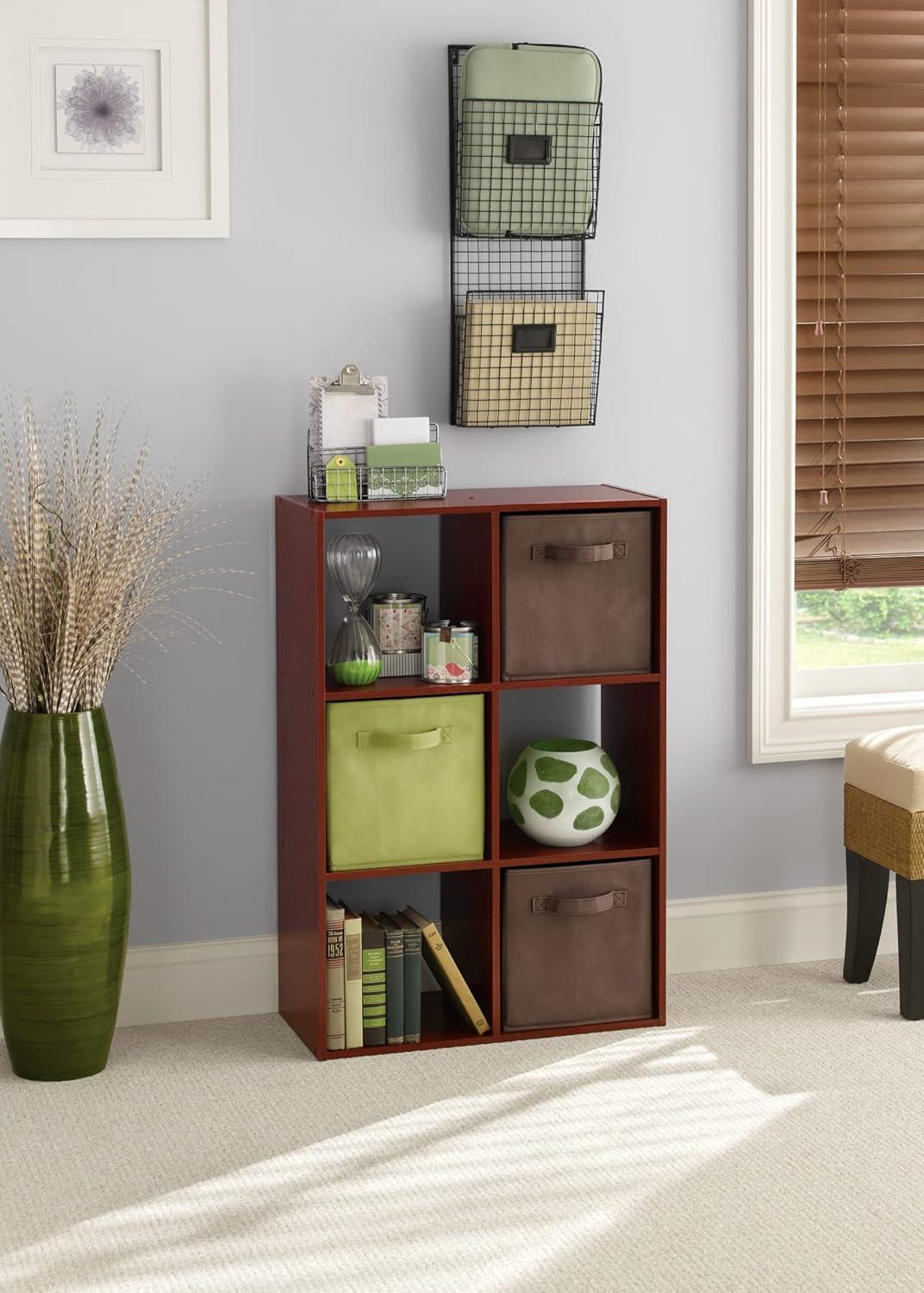 imageClosetmaid Decorative Home Stackable 6 Cube Cubeicals Organizer Storage Bookcase with Hardware for Office Home and Closet WhiteDark Cherry