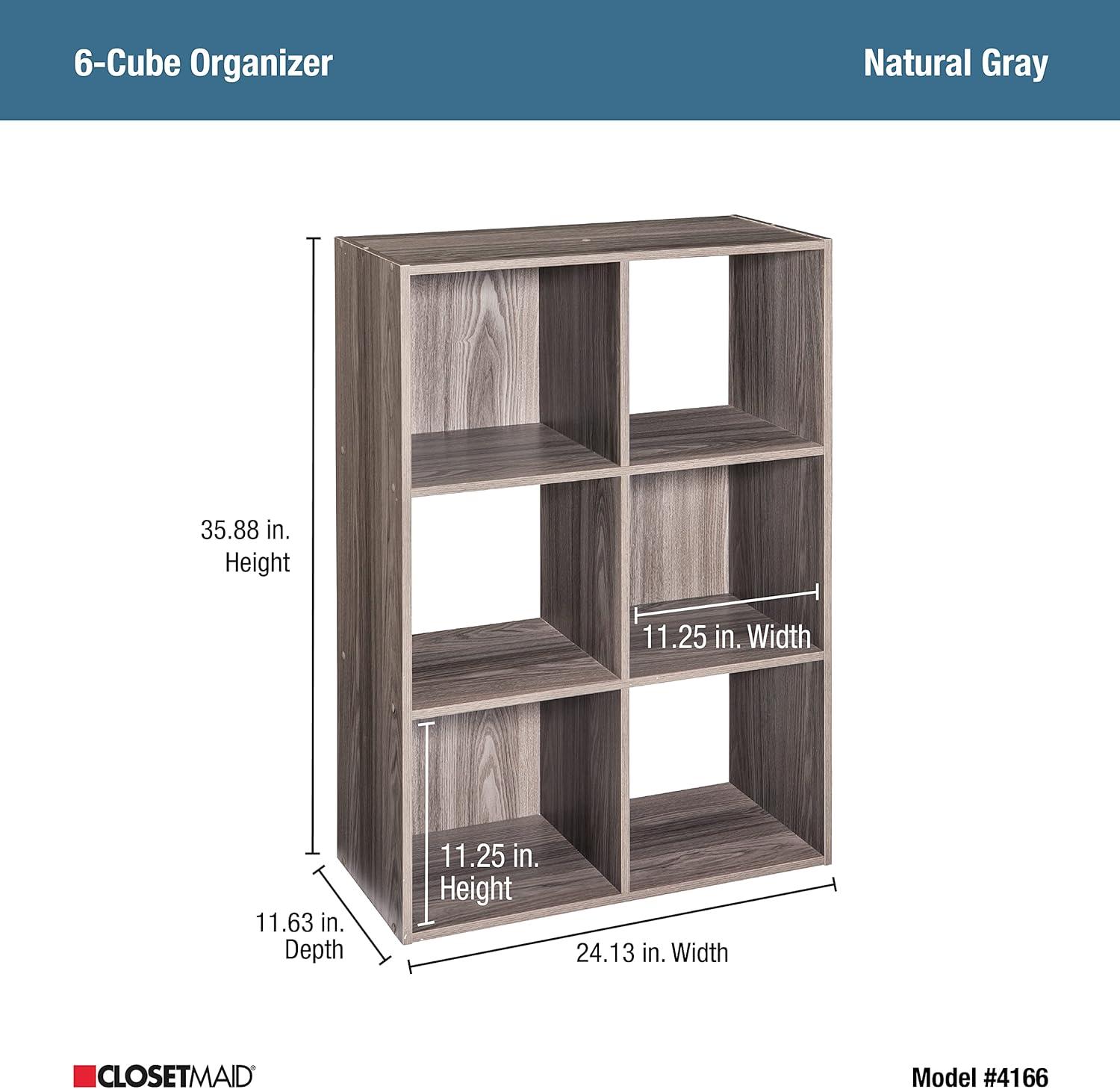 imageClosetmaid Decorative Home Stackable 6 Cube Cubeicals Organizer Storage Bookcase with Hardware for Office Home and Closet WhiteNatural Gray