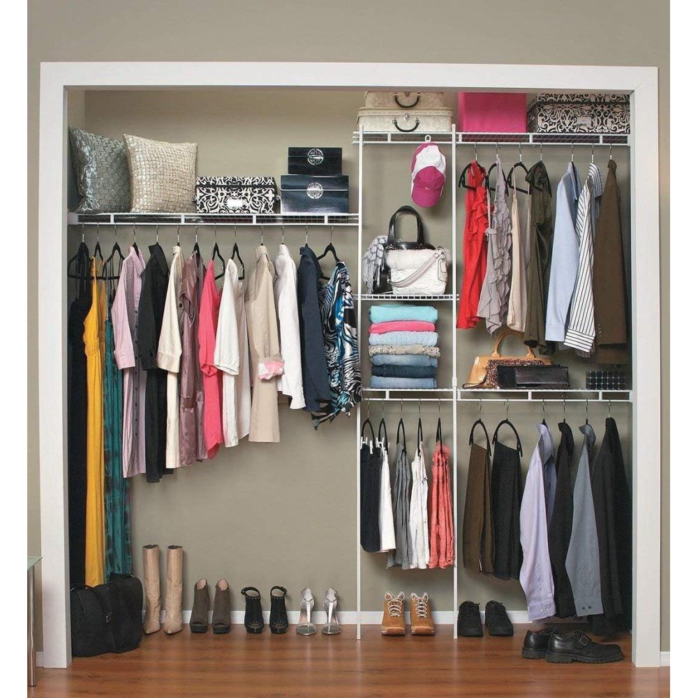 imageClosetMaid 1608 Closet Organizer Kit with Shoe Shelf 5Foot to 8Foot WhiteWithout Shoe Rack