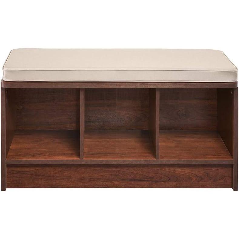 imageClosetMaid 1631 Cubeicals 3Cube Storage Bench White with Gray CushionDark Cherry