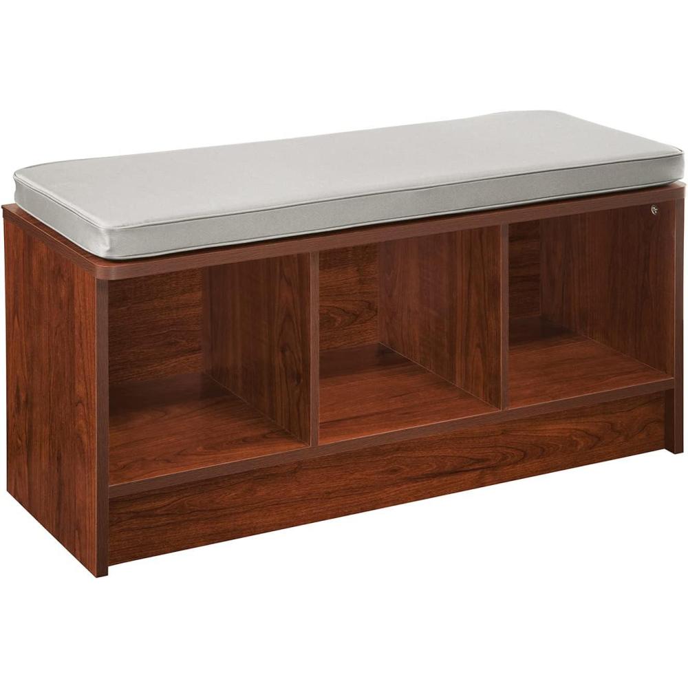 imageClosetMaid 1631 Cubeicals 3Cube Storage Bench White with Gray CushionDark Cherry With Gray Cushion