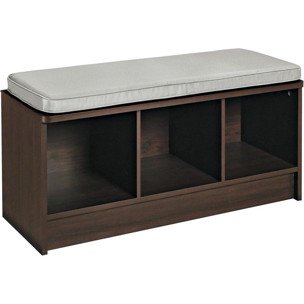 imageClosetMaid 1631 Cubeicals 3Cube Storage Bench White with Gray CushionEspresso With Gray Cushion