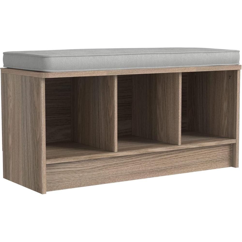 imageClosetMaid 1631 Cubeicals 3Cube Storage Bench White with Gray CushionNatural Gray With Gray Cushion