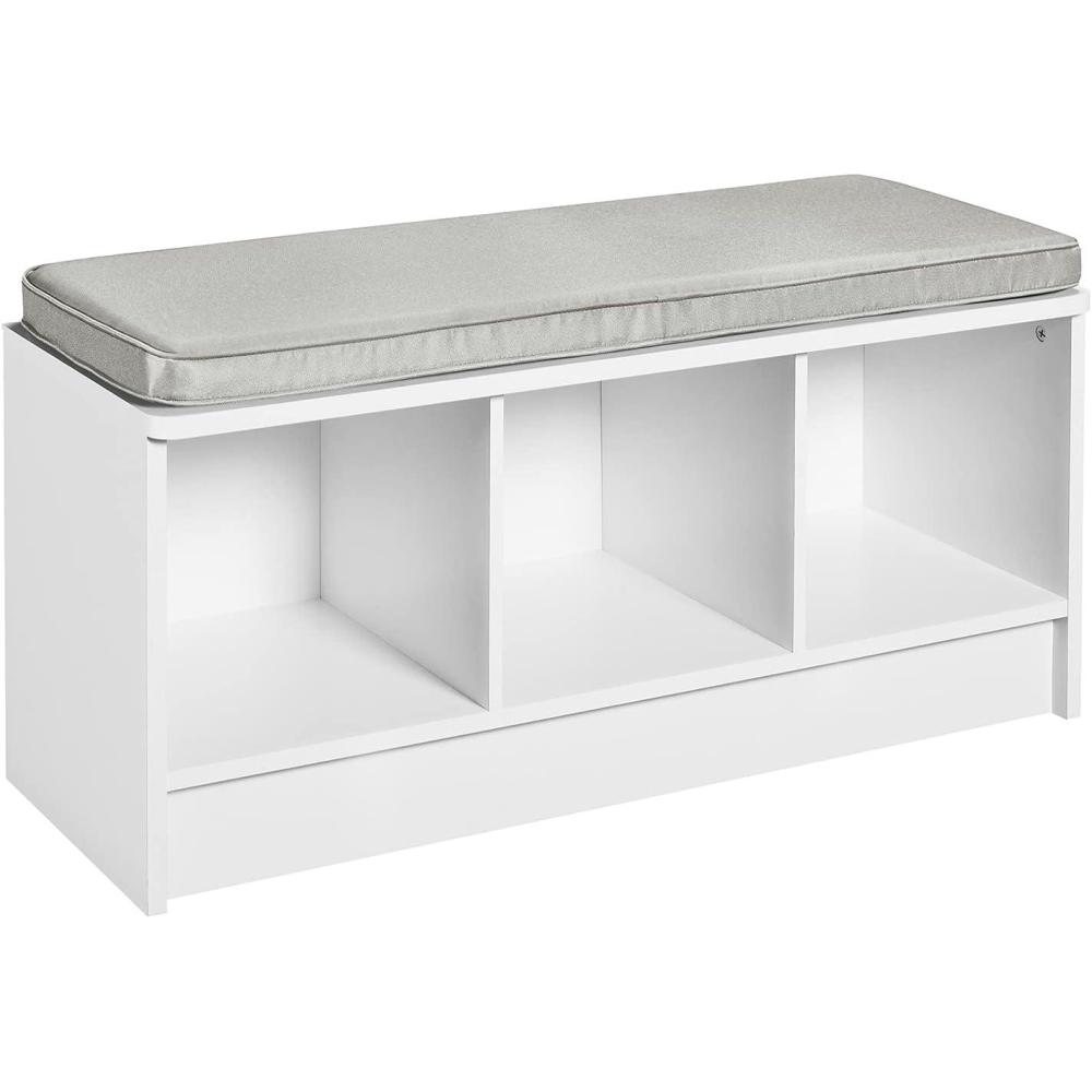 imageClosetMaid 1631 Cubeicals 3Cube Storage Bench White with Gray CushionWhite With Gray Cushion
