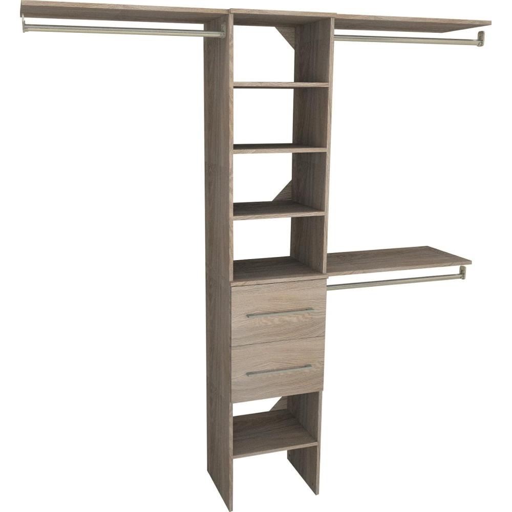 imageClosetMaid 1937440 SuiteSymphony Modern 16Inch Closet Organizer with Shelves and 2Drawers Pure WhiteNatural Gray