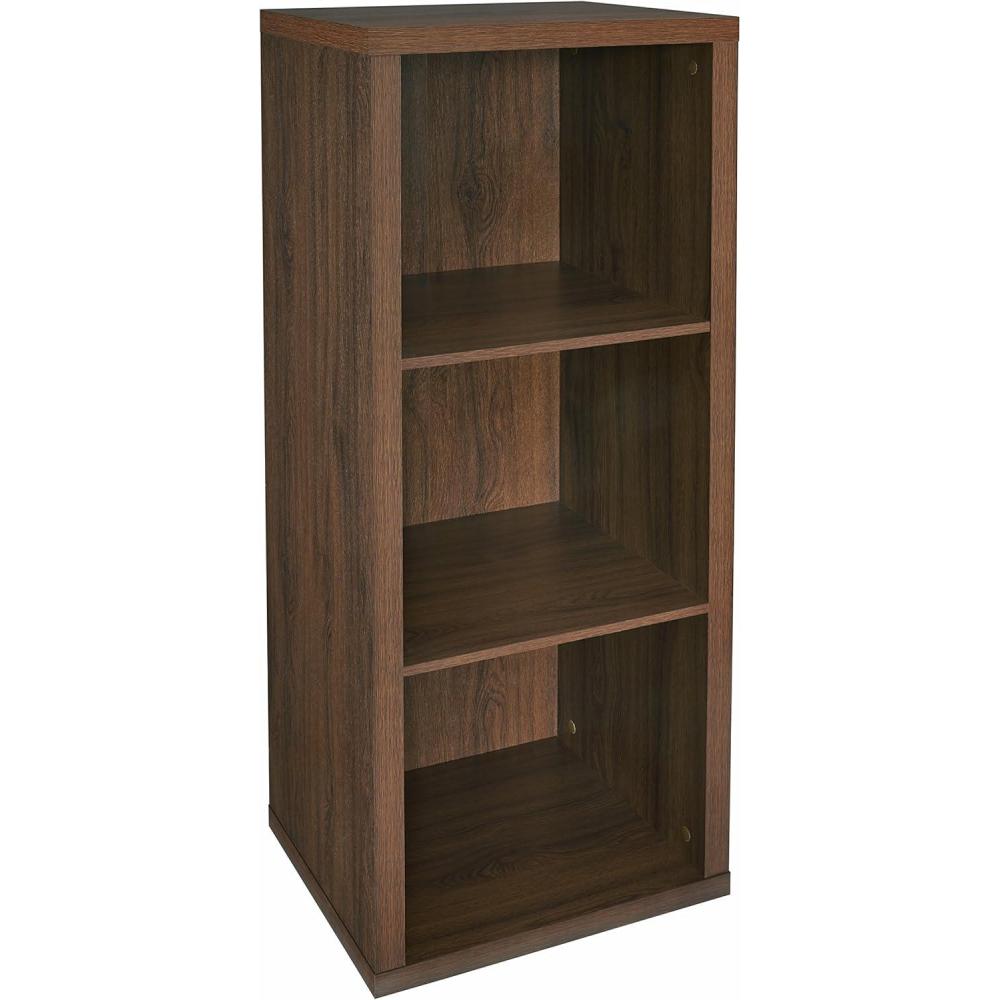 imageClosetMaid 6 Cube Storage Shelf Organizer Bookshelf with Back Panel Easy Assembly Wood White FinishDark Chestnut