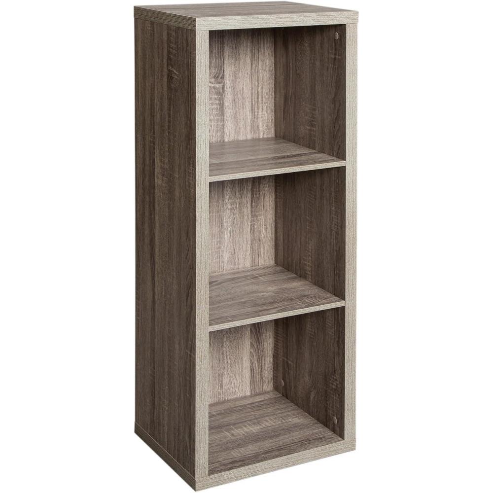 imageClosetMaid 6 Cube Storage Shelf Organizer Bookshelf with Back Panel Easy Assembly Wood White FinishWeathered Gray