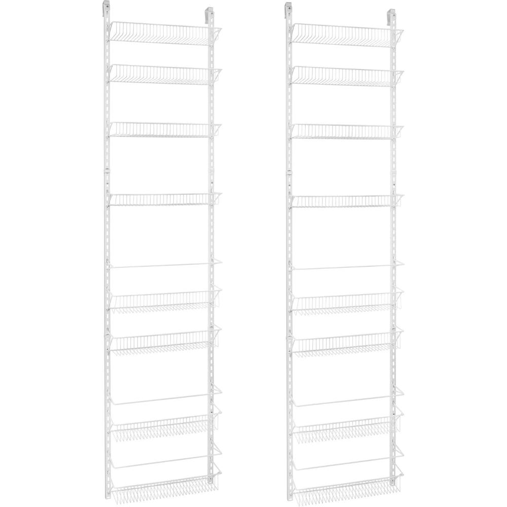 imageClosetMaid Adjustable Organizer Rack with Baskets Wall or Over Door Mount for Kitchen Pantry Utility Room Closet 18 in W White Finish Pack of 2