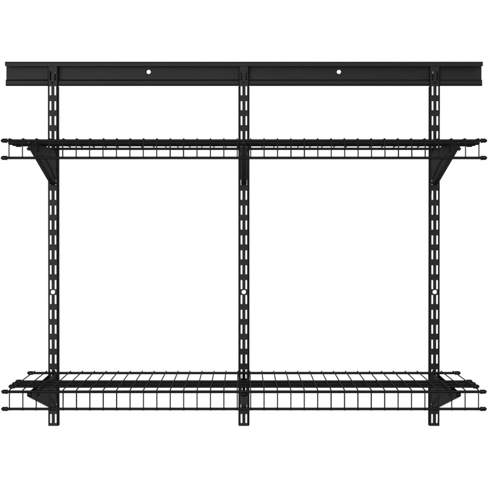 imageClosetMaid MaxLoad Heavy Duty Wall Shelf Kit for Garage 6 10 Ft Adjustable ShelfTrack Wire Shelving Black Finish2 shelves