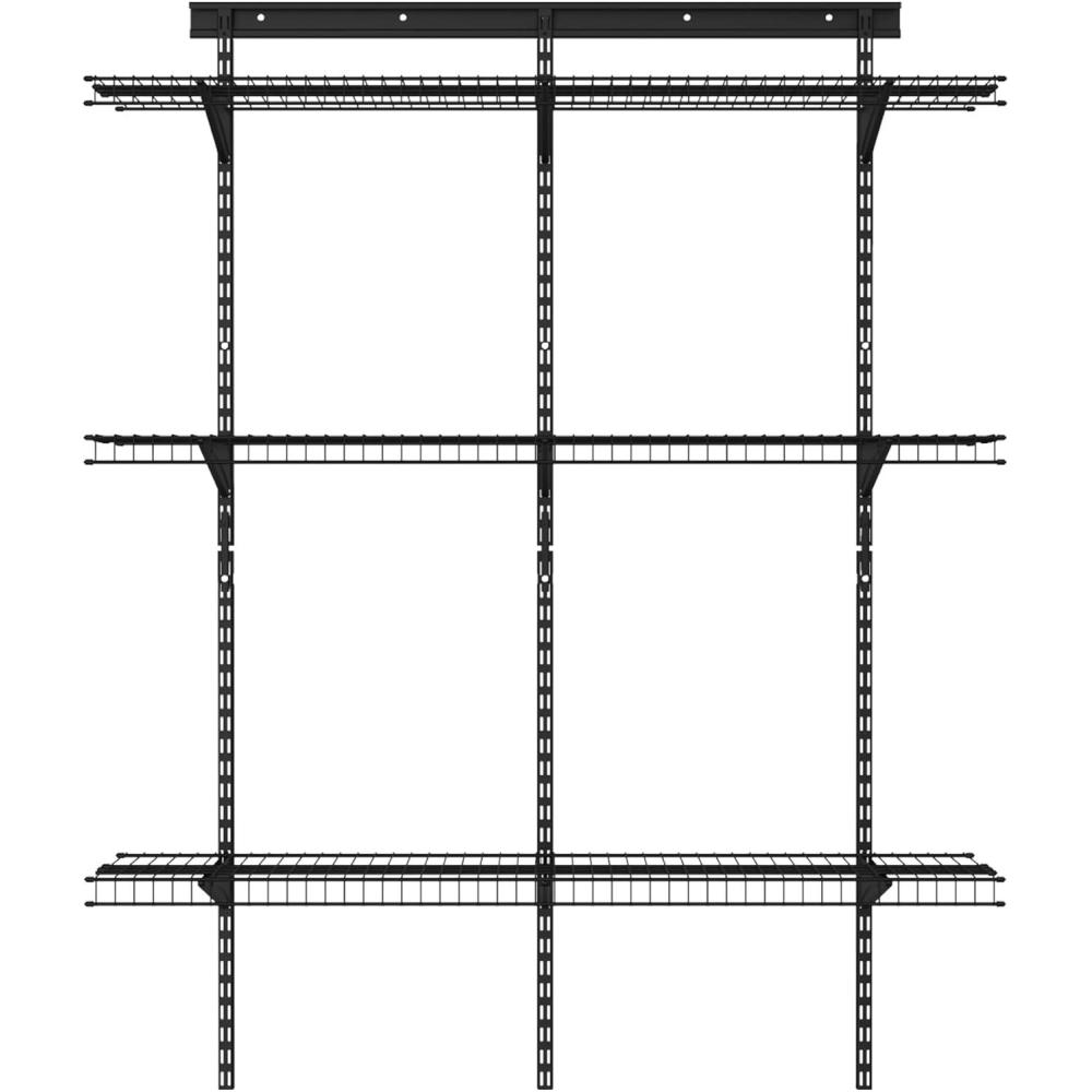 imageClosetMaid MaxLoad Heavy Duty Wall Shelf Kit for Garage 6 10 Ft Adjustable ShelfTrack Wire Shelving Black Finish3 shelves