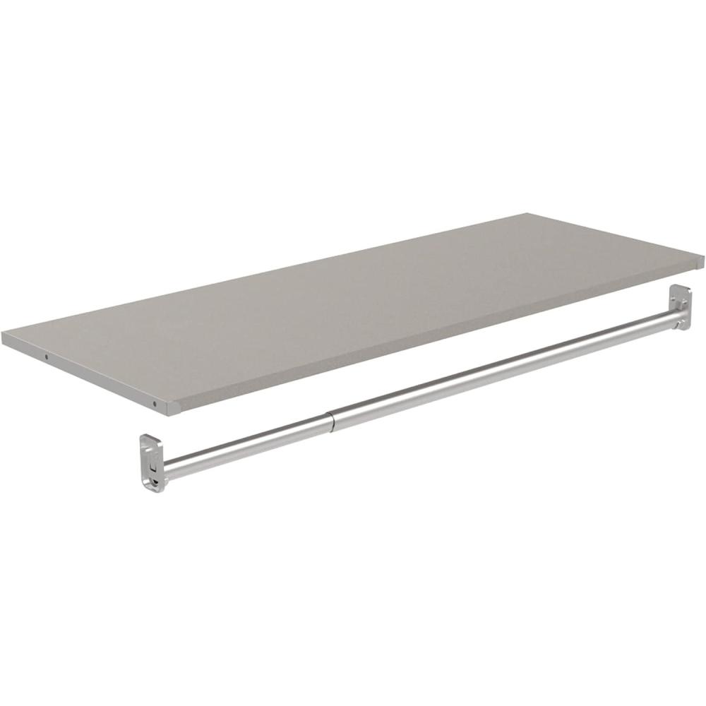 imageClosetMaid Modular Shelf ampamp Hang Wood Organizer Adjustable Closet Add On Storage Accessory White Shelf and Hang Rod KitTaupe