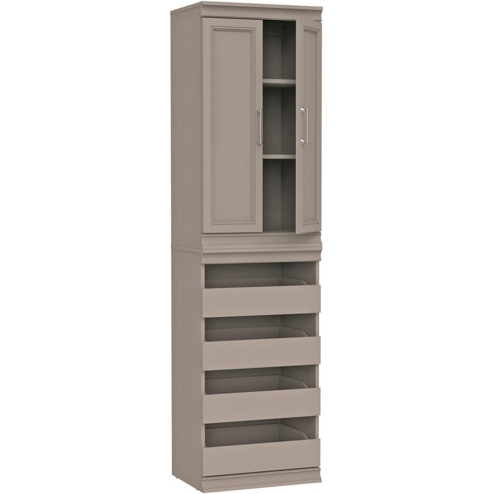 imageClosetMaid Modular Storage 2138inch W 3Shelf 4Drawer Tower Wood Closet System WhiteSmoky Taupe