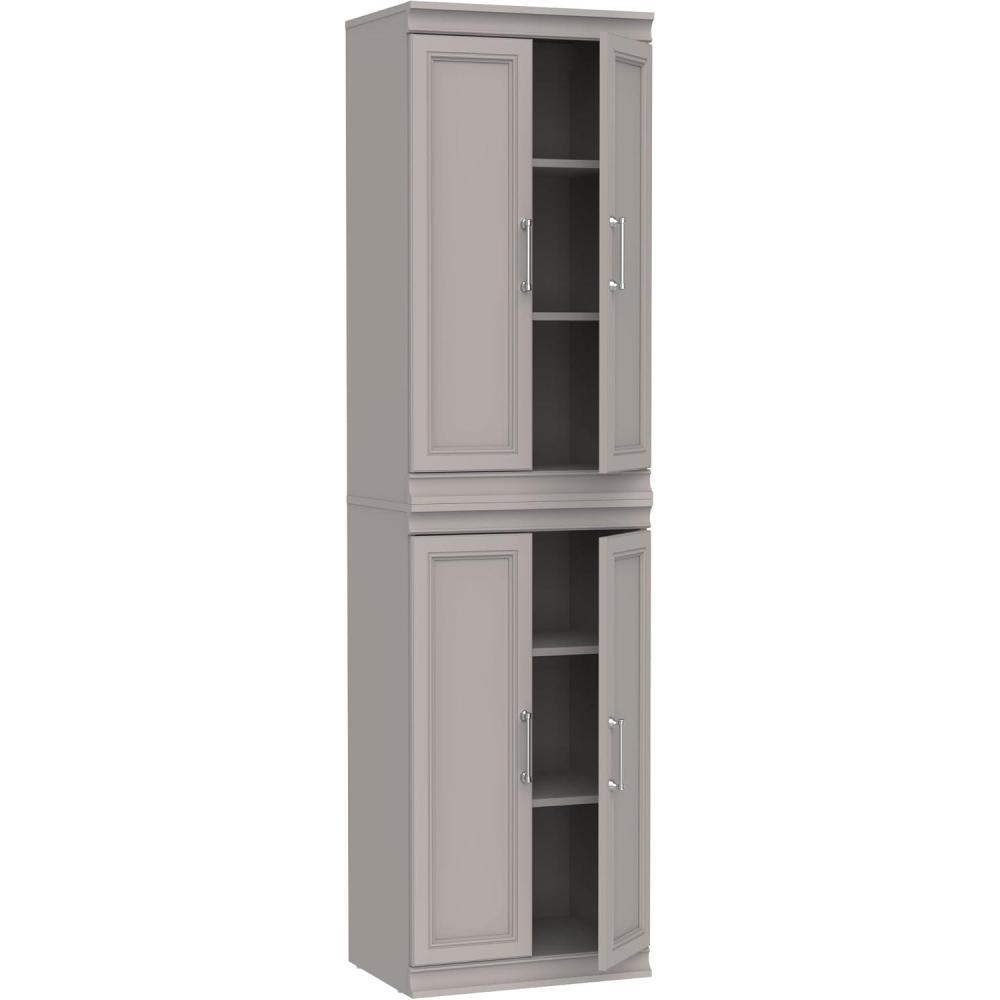 imageClosetMaid Modular Storage 2138inch W 6Shelf Wood Closet System with Doors WhiteSmoky Taupe