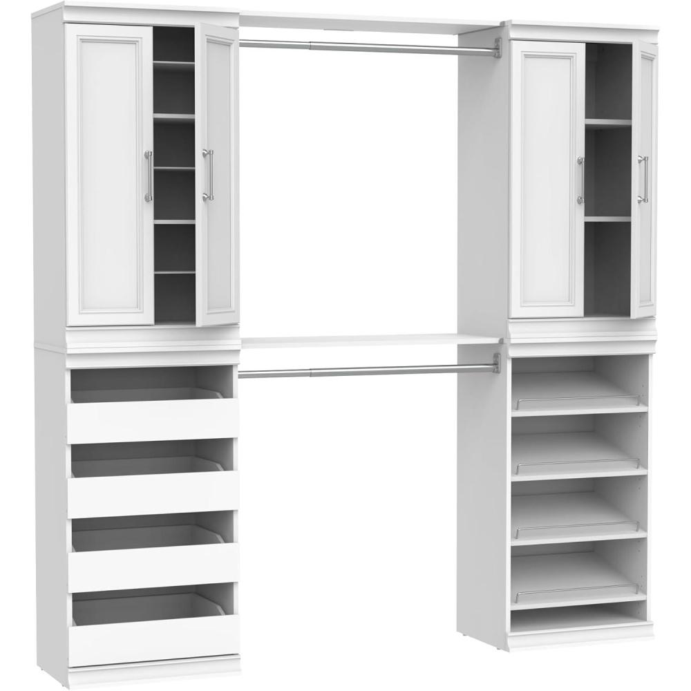 imageClosetMaid Modular Storage 68767878inch W 4Drawer 19Shelf Wood Closet System with Doors WhiteWhite