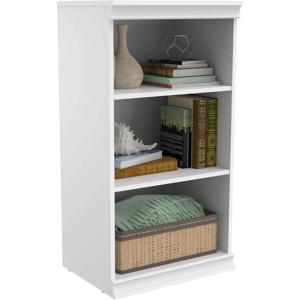 imageClosetMaid Modular Storage Shelf Unit with 3 Shelves Wood Closet Organizer Adjustable Stacking Full Backer Decorative Trim White 4029 H x 2139 in W x 1591 in DWhite