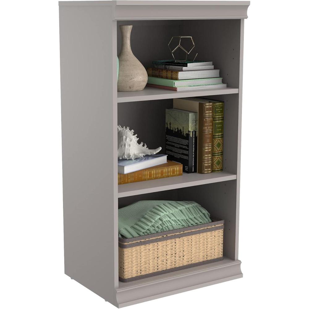 imageClosetMaid Modular Storage Shelf Unit with 3 Shelves Wood Closet Organizer Adjustable Stacking Full Backer Decorative Trim White 4029 H x 2139 in W x 1591 in DTaupe