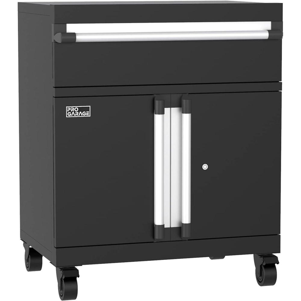 imageClosetMaid ProGarage Base Cabinet with Wheels Drawer Two Doors Lock and Shelf for Garage Storage Heavy Duty Steel Black