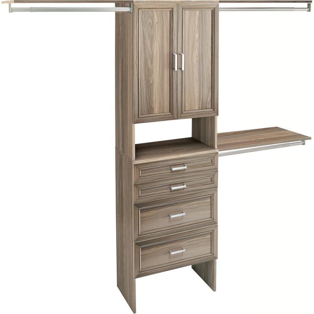 imageClosetMaid SuiteSymphony Closet Organizer with Shelves 2 Doors 4 Drawers 25InchNatural Gray