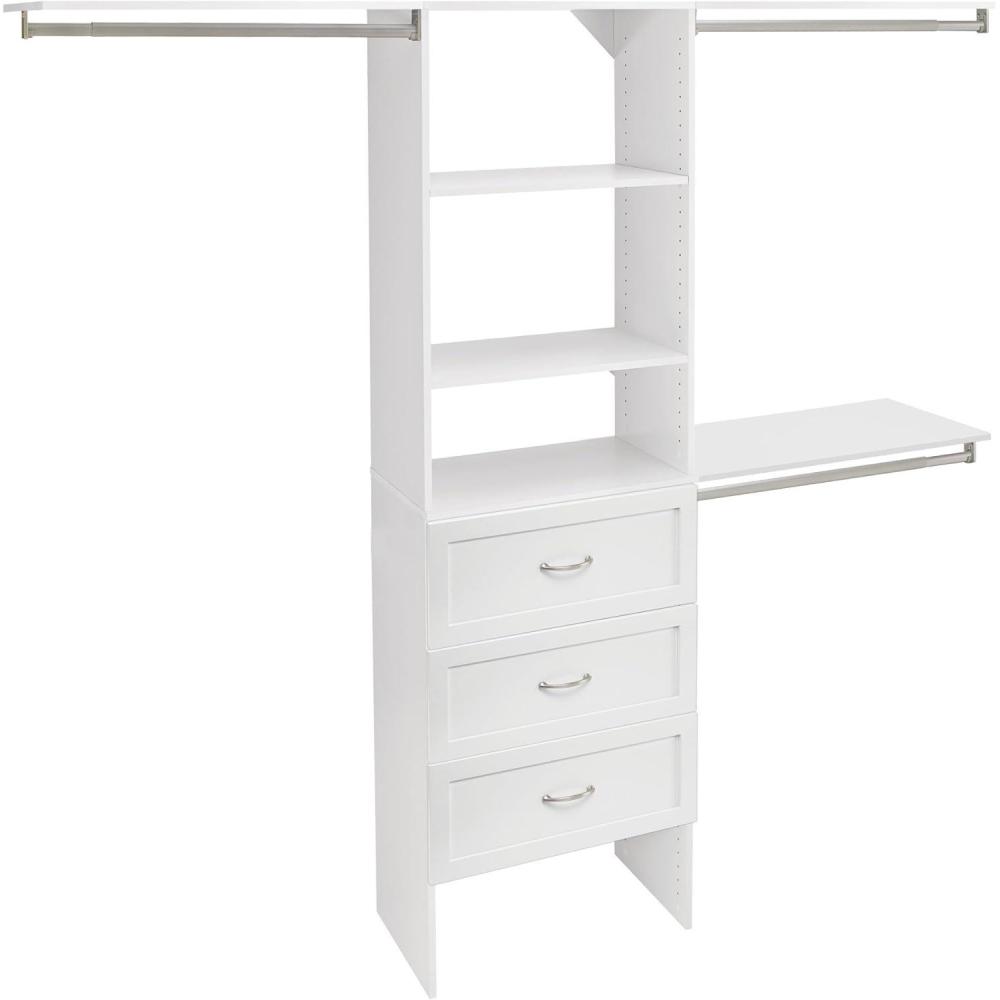 imageClosetMaid SuiteSymphony Closet Organizer with Shelves 3 Drawers 25InchPure White
