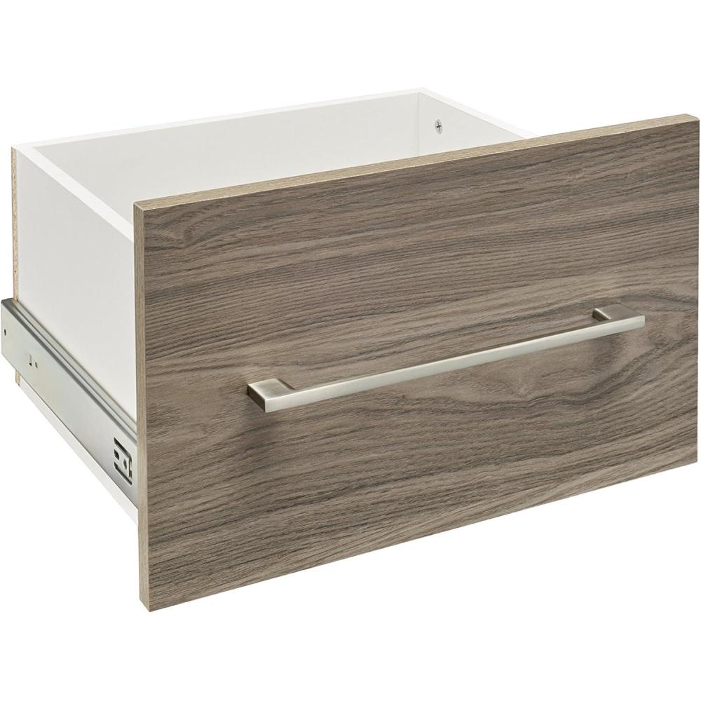 imageClosetMaid SuiteSymphony Wood Closet Drawer Add On Accessory Modern Style For Storage Closet Clothes 16 x 10 Size for 16 in Units Pure WhiteSatin NickelNatural Gray