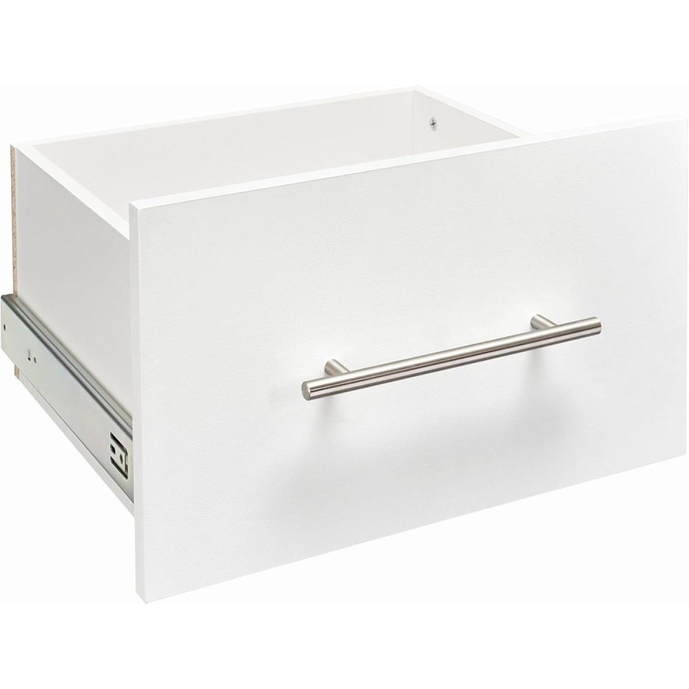 imageClosetMaid SuiteSymphony Wood Closet Drawer Add On Accessory Modern Style For Storage Closet Clothes 16 x 10 Size for 16 in Units Pure WhiteSatin NickelPure White