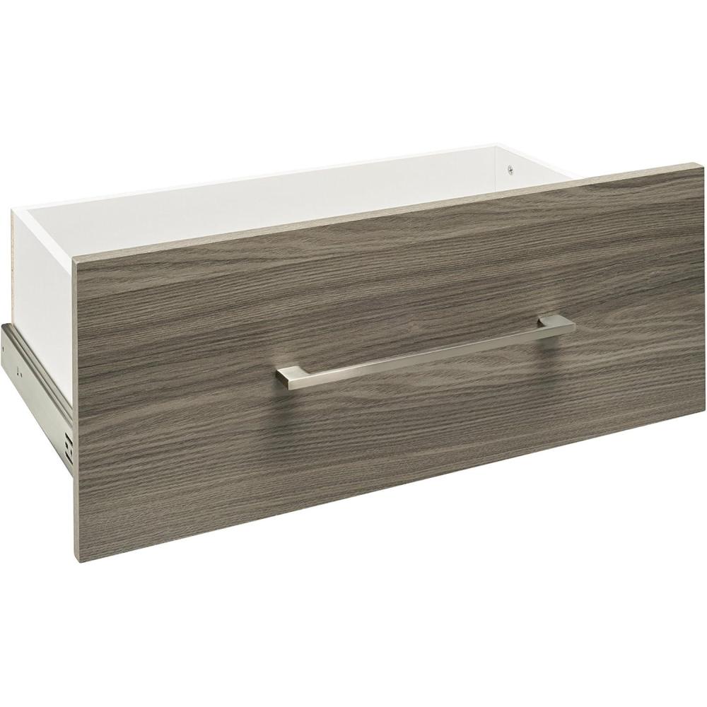 imageClosetMaid SuiteSymphony Wood Closet Drawer Add On Accessory Modern Style For Storage Closet Clothes 25 x 10 Size for 25 in Units Pure WhiteSatin NickelNatural Gray