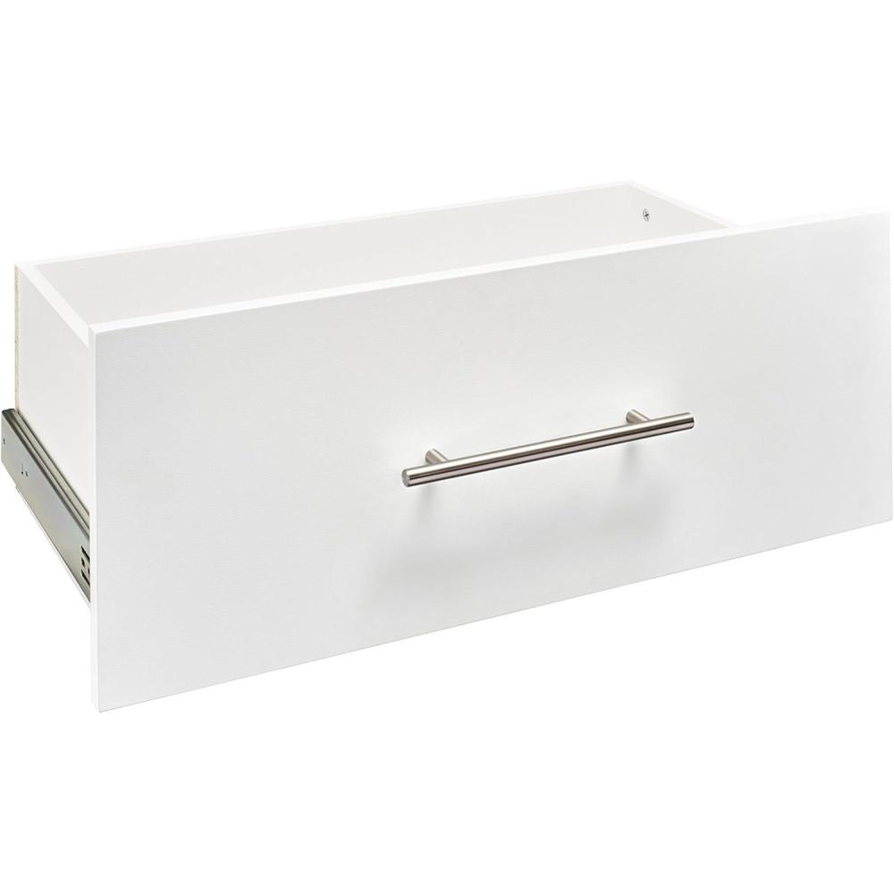 imageClosetMaid SuiteSymphony Wood Closet Drawer Add On Accessory Modern Style For Storage Closet Clothes 25 x 10 Size for 25 in Units Pure WhiteSatin NickelPure White