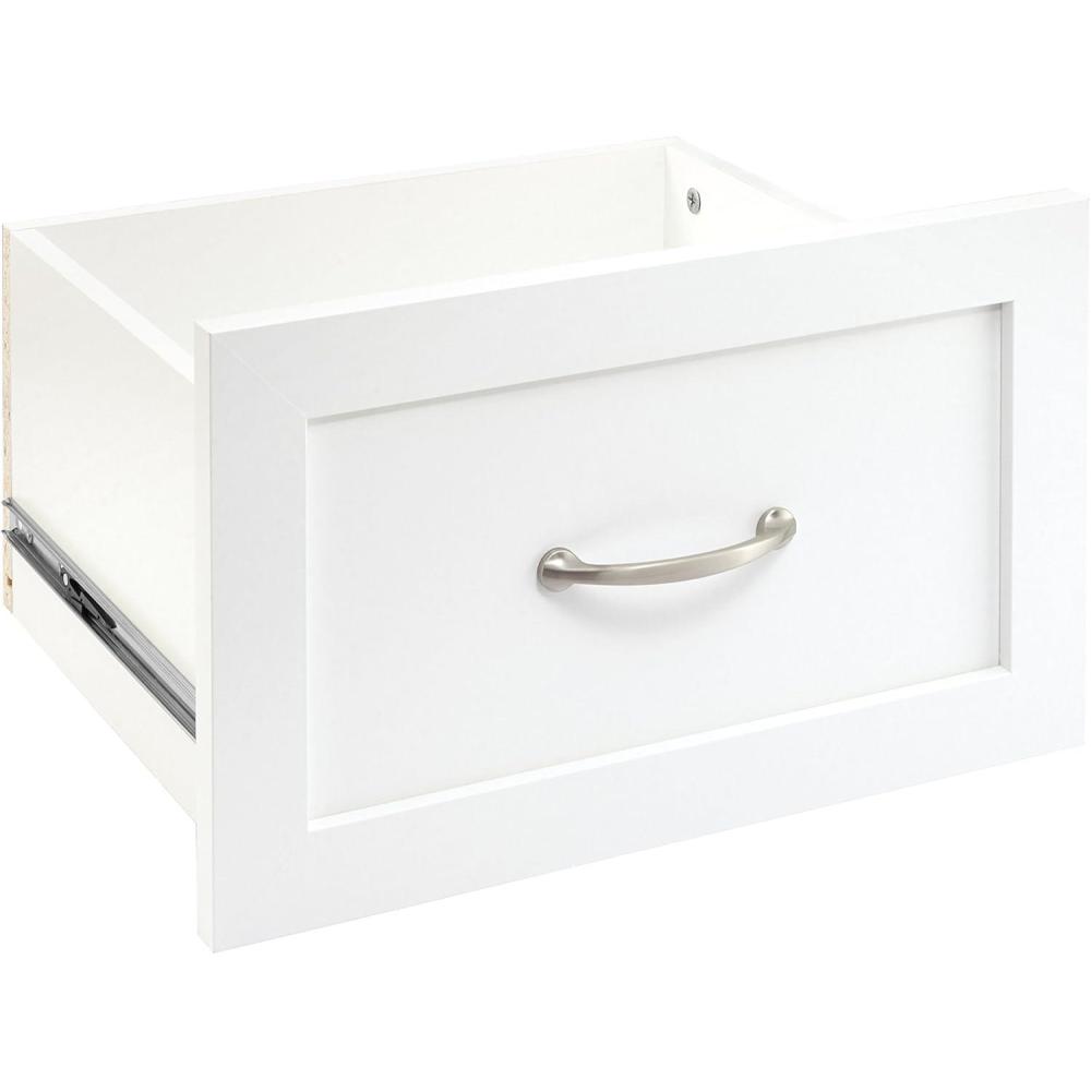 imageClosetMaid SuiteSymphony Wood Drawer Add On Accessory Shaker Style for Storage Closet Clothes x 10 Size for 16 in Units Graphite GreySatin NickelPure White