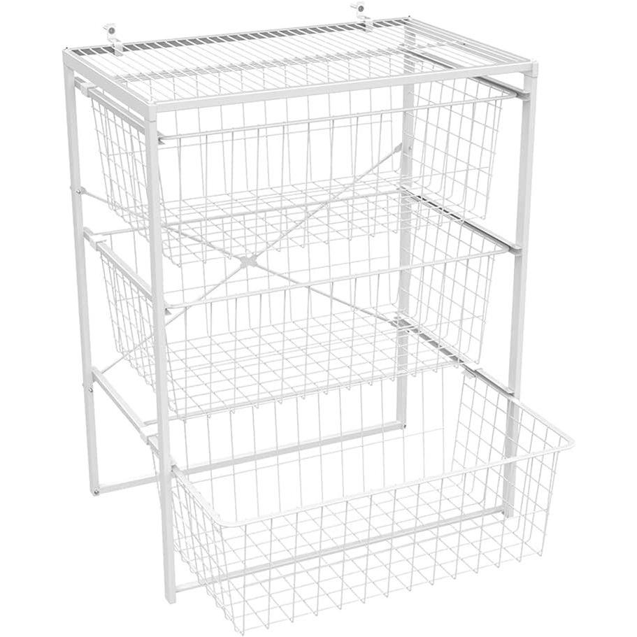 imageClosetMaid Wire Basket 2 Drawer Organizer Unit with Shelf for Pantry Closet Clothes Linens Sturdy Steel Easy Assembly White3Drawer