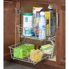 ClosetMaid 11 in. Pull Out Cabinet Organizer, 2 Tier, Heavy Duty, Slide Out Pantry Shelves Drawers for Kitchen, Bathroom, White(Nickel)