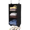 ClosetMaid 20504 Foldable Underbed Storage Bag with Handles, Zipper Closure and Clear Window for Sweaters, Shoes, Blankets with Charcoal Black Finish(3-Shelf Hanging Organizer with Rod)