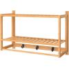 ClosetMaid Bamboo Wall Shelf with Towel Bar, Wall Mount Storage Shelves, Organizer Rack, Natural Finish(2-Tier)
