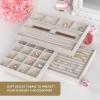 ClosetMaid Jewelry Trays, Set of 3, Stackable, Soft Velvet, Accessory Organizer for Earrings, Necklaces, Watches, Bracelets, Rings, Light Grey