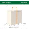 ClosetMaid Laundry Hamper Basket, Foldable with Lid, Two Compartments, Bamboo Handle, Portable, Collapsible Design, Freestanding, Beige