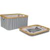 ClosetMaid Laundry Hamper Storage Baskets, Bamboo Frame, Portable, Collapsible Design, Freestanding, Stripe (2-Pack)