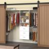 ClosetMaid SuiteSymphony Hanging Closet Kit Includes (1) Tower, (3) Closet Rods, (4) Shelves, (3) Top Shelves w/Brackets, and (3) Drawer, White