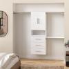 ClosetMaid SuiteSymphony Modern Hanging Closet Kit Includes (1) Tower, (3) Closet Rods, (4) Shelves, (3) Top Shelves w/Brackets, (3) Drawers, and (1) Closet Door Set, White