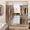 ClosetMaid SuiteSymphony Modern Hanging Closet Kit Includes (1) Tower, (3) Closet Rods, (4) Shelves, (3) Top Shelves w/Brackets, (3) Drawers, and (1) Closet Door Set, White