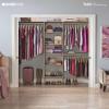 ClosetMaid SuiteSymphony Wood Closet Organizer Kit with Tower, 3 Hang Rods, Top Shelves, Adjustable, Fits Spaces 6 – 10 ft. Wide, Natural Gray