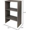 ClosetMaid SuiteSymphony Wood Shelf Unit, 2 Shelves, Adjustable, For Storage, Closet, Clothes, Shoes, Décor, TV, Books, Natural Gray(Graphite Grey)