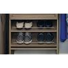 ClosetMaid SuiteSymphony Wood Shoe Shelves Set, Add On Accessory, Angled, Shoe Fence, For 25 in. Units, Pure White/Satin Nickel(Natural Gray)