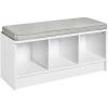 ClosetMaid 1631 Cubeicals 3-Cube Storage Bench, White with Gray Cushion(White With Gray Cushion)