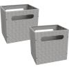 ClosetMaid 5437 Collapsible Mini Storage Bin with Two Handles, 2-Pack, Gray Wicker, Natural Linen, 2 Pack(Gray Wicker)