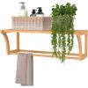 ClosetMaid Bamboo Wall Shelf with Towel Bar, Wall Mount Storage Shelves, Organizer Rack, Natural Finish(1-Tier)