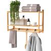 ClosetMaid Bamboo Wall Shelf with Towel Bar, Wall Mount Storage Shelves, Organizer Rack, Natural Finish(2-Tier)