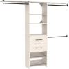 ClosetMaid SuiteSymphony 25-Inch Closet System Tower with (3) Hang Rods, (2) Drawers, (2) Angled Shoe Shelves, and (2) Top Shelves, White Timber