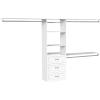 ClosetMaid SuiteSymphony Hanging Closet Kit Includes (1) Tower, (3) Closet Rods, (4) Shelves, (3) Top Shelves w/Brackets, and (3) Drawer, White