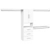 ClosetMaid SuiteSymphony Modern Hanging Closet Kit Includes (1) Tower, (3) Closet Rods, (4) Shelves, (3) Top Shelves w/Brackets, (3) Drawers, and (1) Closet Door Set, White