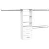 ClosetMaid SuiteSymphony Modern Hanging Closet Kit Includes (1) Tower, (3) Closet Rods, (4) Shelves, (3) Top Shelves w/Brackets, and (3) Drawer, White